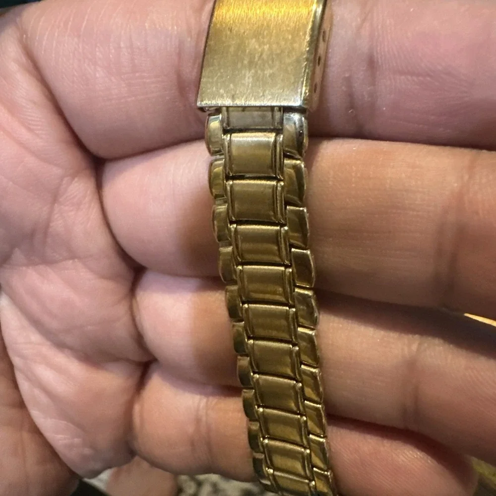 Works VTG Speidel Ladies Quartz Watch Gold Tone Date New Battery 26mm Fit 6.5